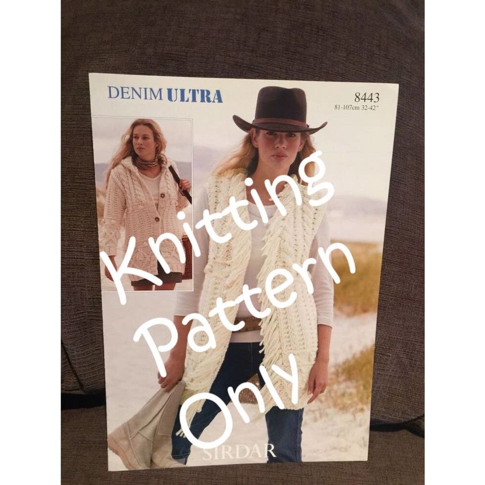 New Sirdar 8443 Denim Ultra Jacket Waistcoat Sweater Vest Knitting Pattern